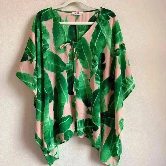 Buddy Love Women’s Kiwi Key West Boho V Neck Half Sleeve Poncho Tunic Size M/L - Picture 2 of 11